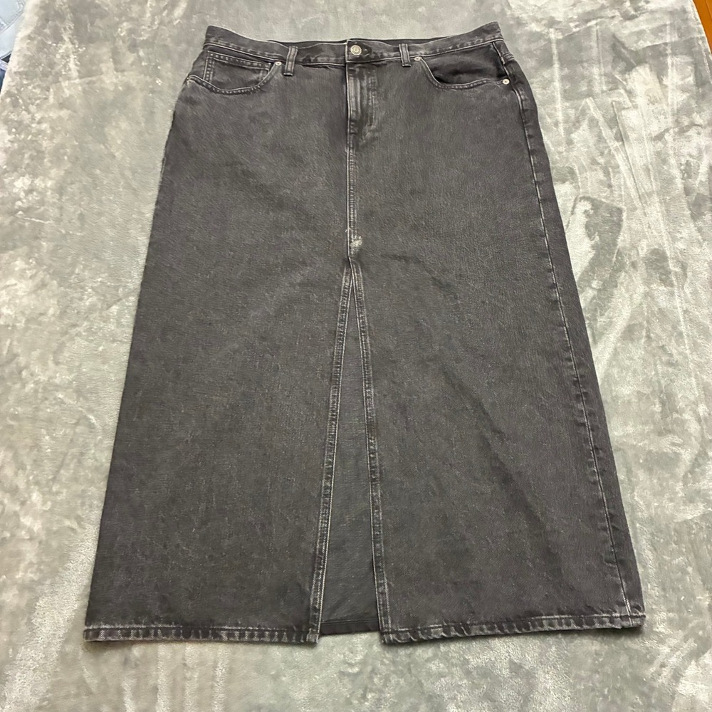 Madewell Black Denim Maxi Skirt Slit Womens Sz.31